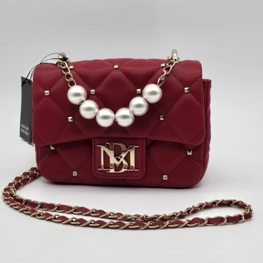Badgley Mischka Crossbody Pearl Handle - Wine/Burgundy Color - NEW